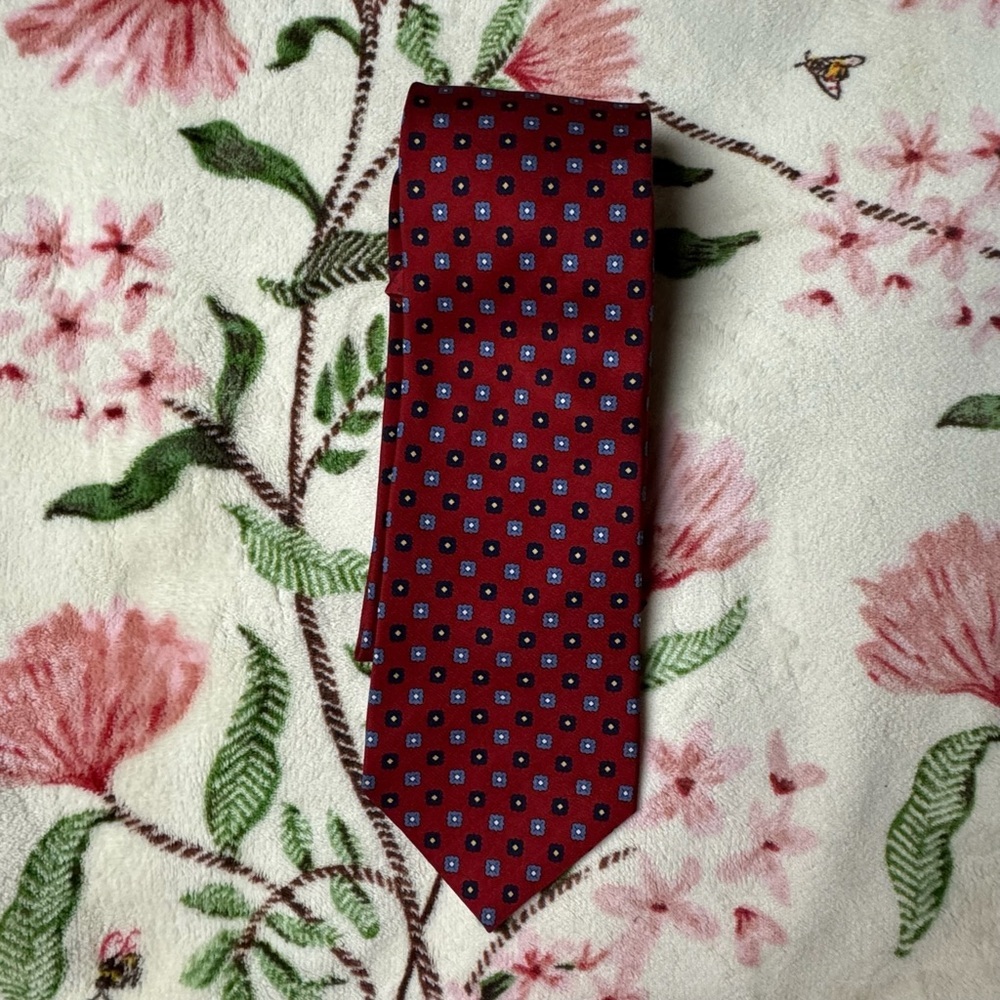 Tommy Hilfiger Red Tie with Blue Squares